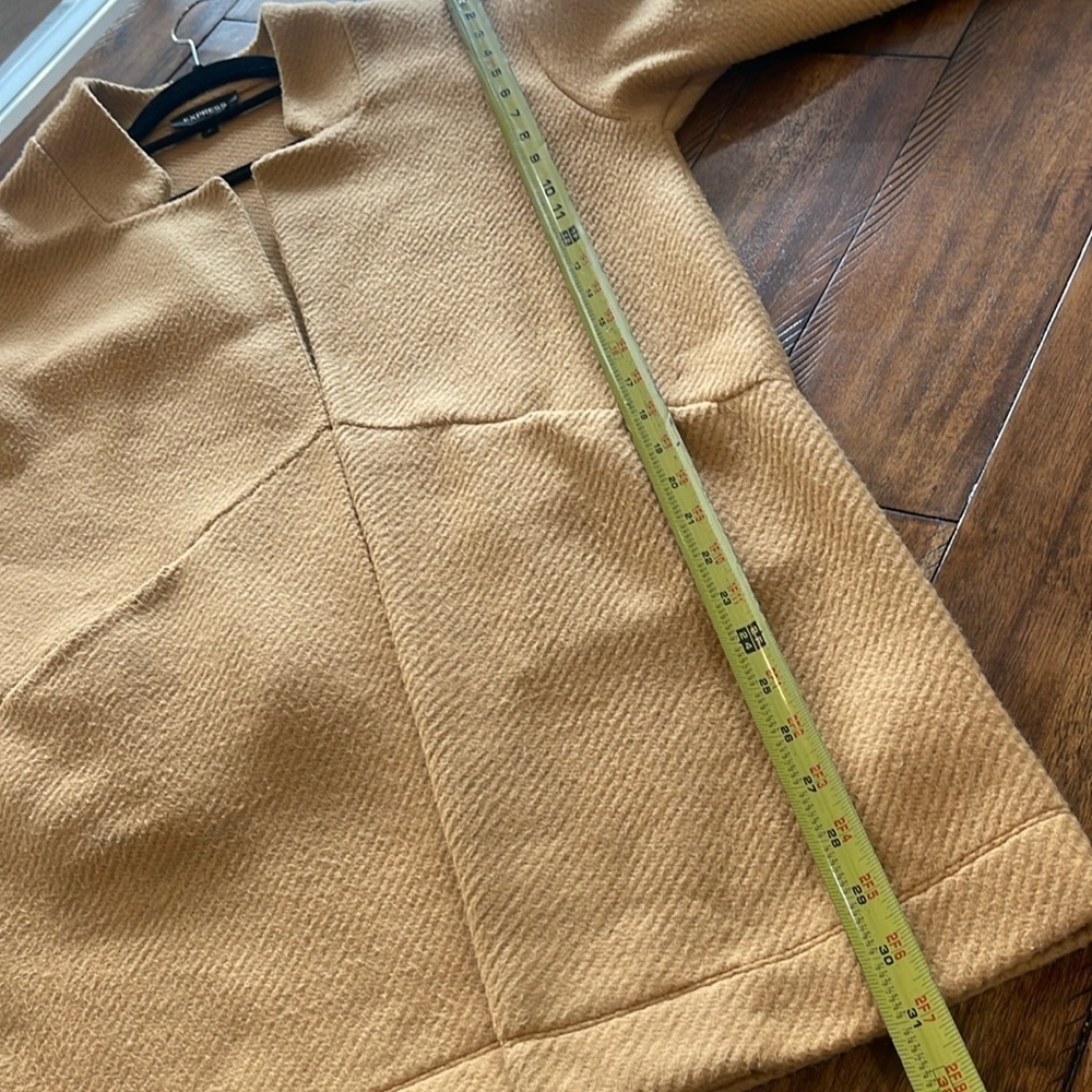 Express Yellow Mustard Open Cardigann duster size pea coat small petite SP - Picture 6 of 11